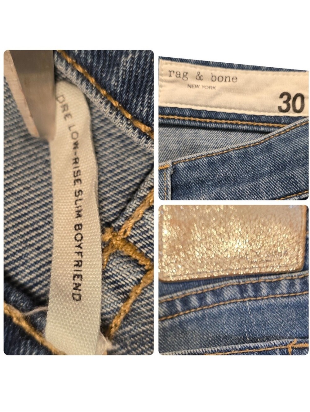 rag & bone The Dre Slim Boyfriend Jeans Blue Size 30 EUC - Picture 2 of 16